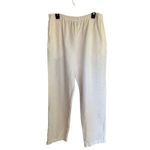 Eskander Womens Linen Trousers Size O White Pull on Pockets Straight Leg Casual
